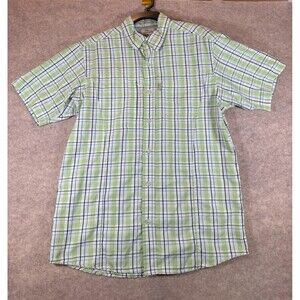Bob Timberlake Fishing Shirt Men's XL  Extra Large Green Plaid Vented Fishing